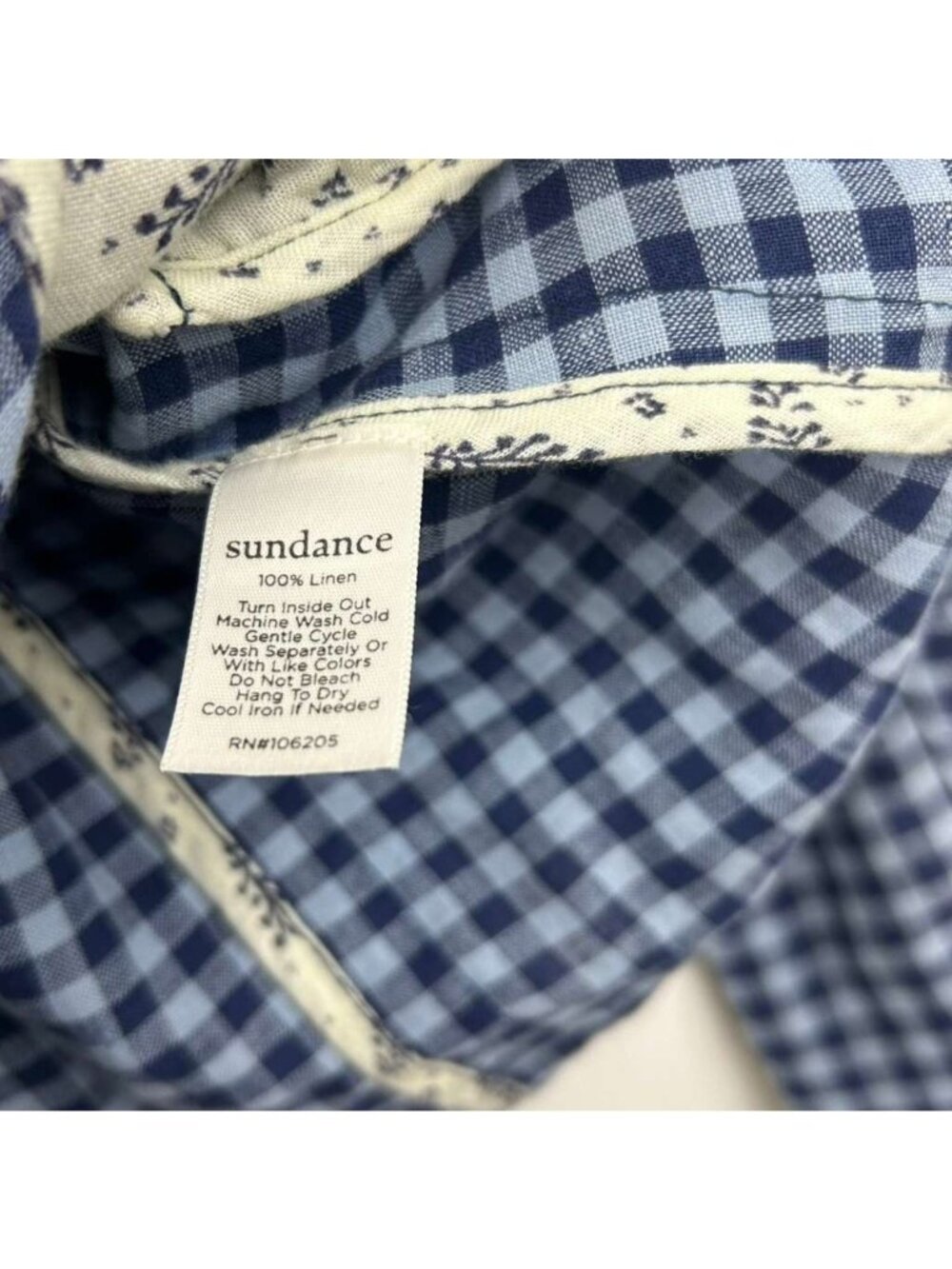 Sundance Ziri Blazer Jacket Women's Medium Blue 100% Linen Ginham Button Up - Picture 8 of 15